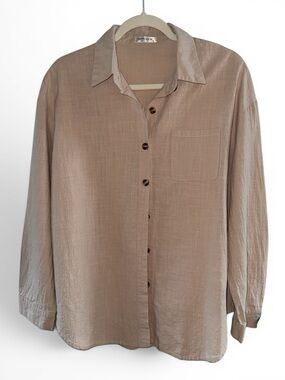 Hotouch Soft Beige Button-Up Shirt - 100% Cotton